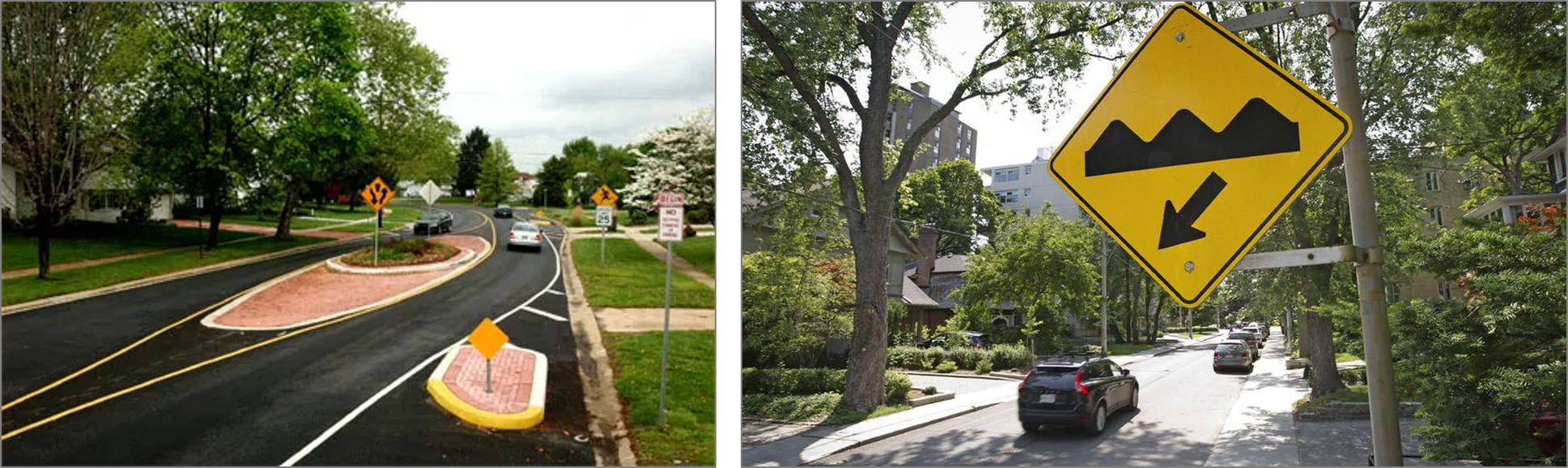 Image of a road median
     
                                                  Image of speed bumps
                                                  